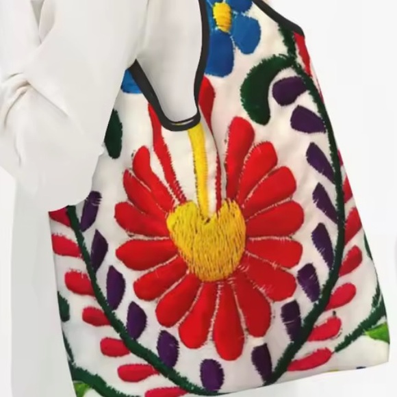 Colorful Embroidered Tote Bag - Picture 2 of 3